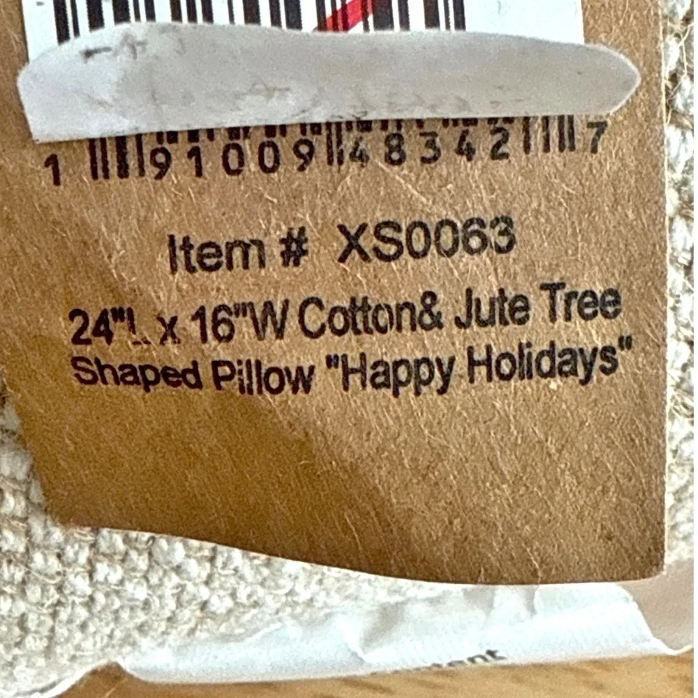 Creative Co-op Happy Holidays Embroidered Cotton Jute Throw Pillow 24” Inches